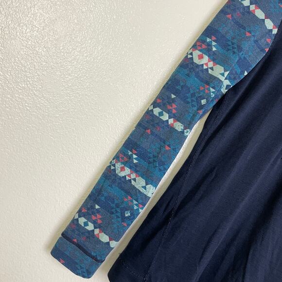 Smartwool Pullover 1/4 Zip Base Layer Womens Size XS Blue Merino Wool Geometric - Picture 6 of 11